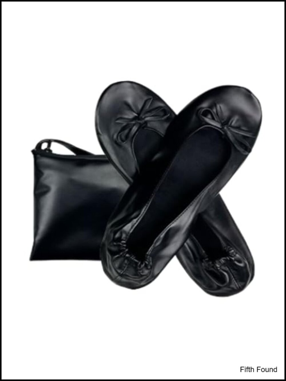 Foldable Ballet Flats PU Leather Bow Pointed Toe Women's